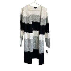 Fortune+Ivy Women's Small Black and Gray Open Front Sweater NWT